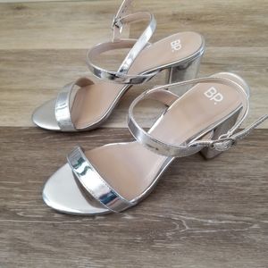 BP Silver Heels Sandals Size 8.5M